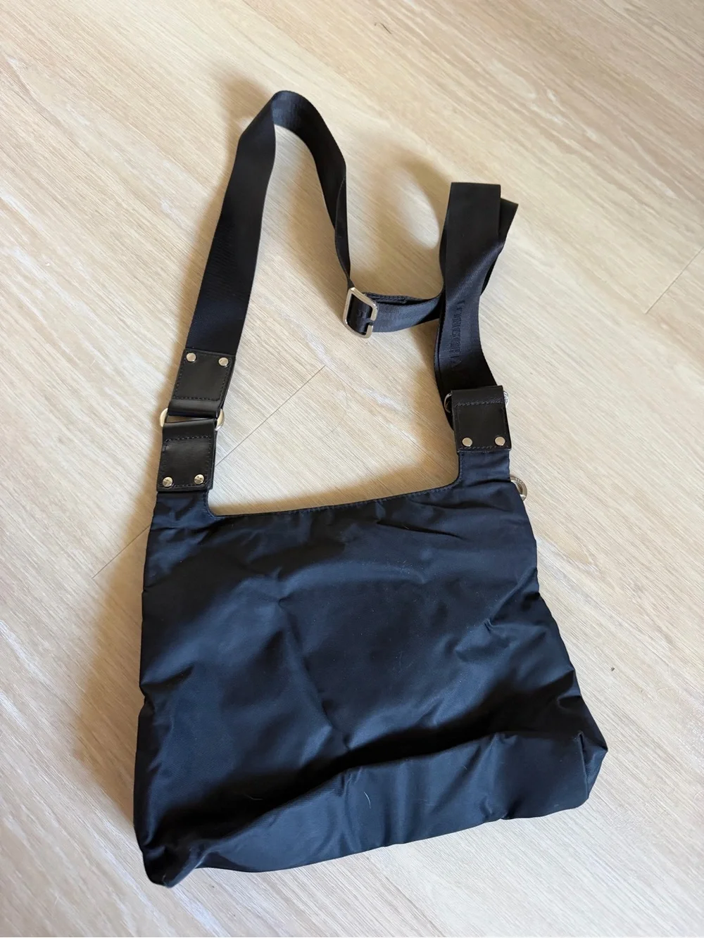 Longchamp Black Nylon Crossbody Bag with Stud Detail - Picture 3 of 6
